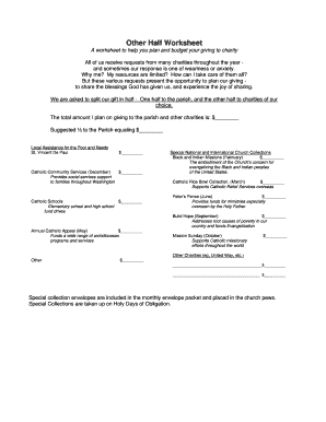 Charity Giving Planning Worksheet
