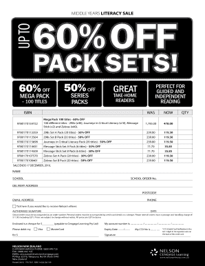 Nelson New Zealand Literacy Sale Order Form