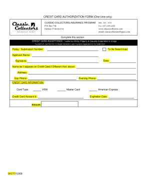 Credit Card Authorization Form