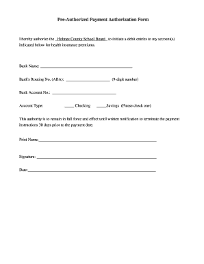 Pre-Authorized Payment Authorization Form