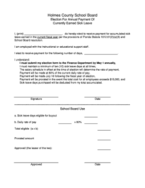 Florida Sick Leave Payment Election Form