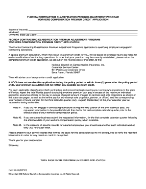 Florida Workers Compensation Premium Credit Application