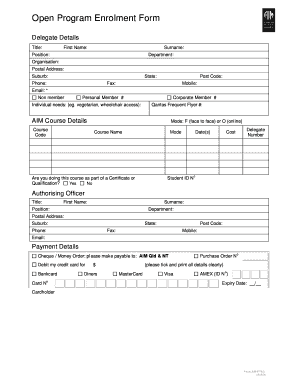 AIM Course Enrolment Form