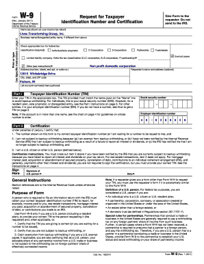 Form W-9 Request for Taxpayer Identification Number and Certification