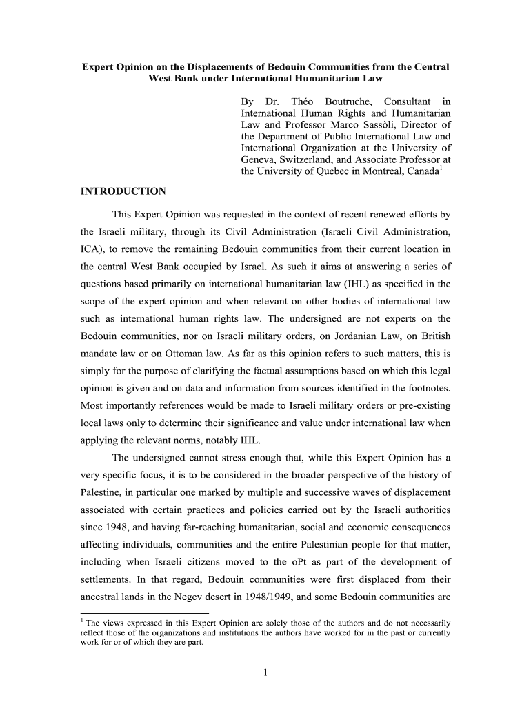 Expert Opinion on the Displacements of Bedouin Communities from the Central - jlac Preview on Page 1.