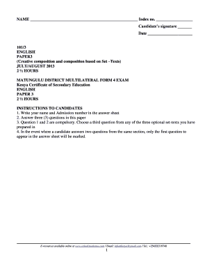 Kenya Certificate of Secondary Education English Paper 3