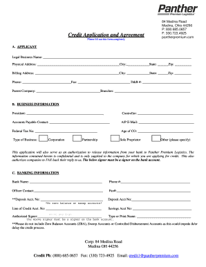 Credit Application and Agreement