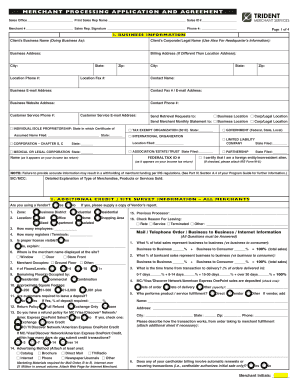 Merchant Processing Application and Agreement