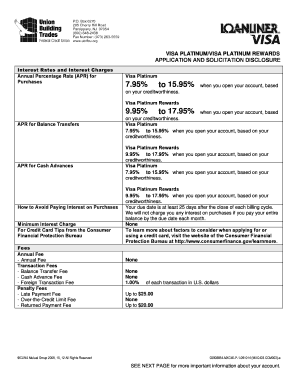 Visa Platinum Credit Card Application and Solicitation Disclosure
