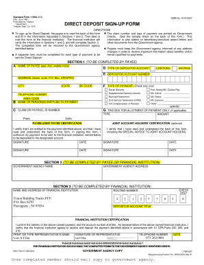 US Federal Direct Deposit Sign-Up Form