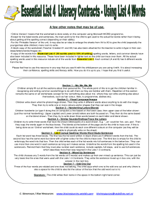 Child Literacy Worksheet