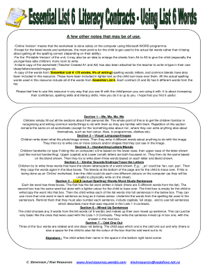 Child Literacy Worksheet