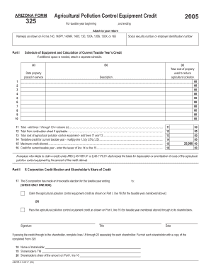 Arizona Agricultural Pollution Control Equipment Credit Form 2005
