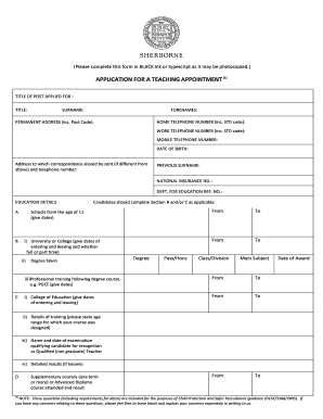 Application for Teaching Appointment