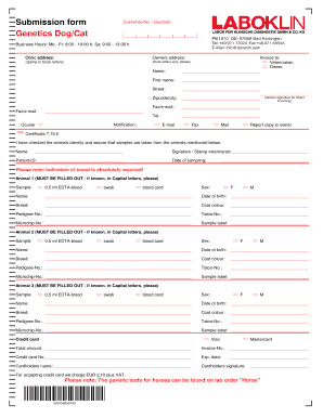 Genetics Dog/Cat Submission Form