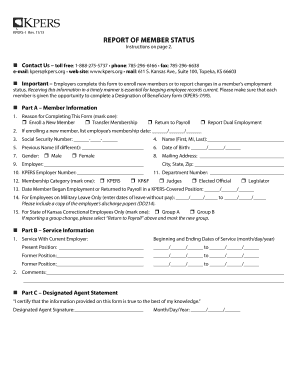 KPERS-1 Report of Member Status