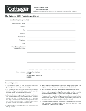 The Cottager 2014 Photo Contest Form