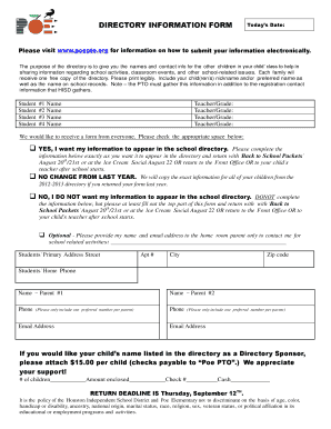 POE DIRECTORY INFORMATION FORM - poeptoorg