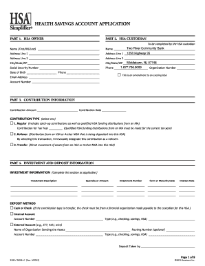Health Savings Account Application