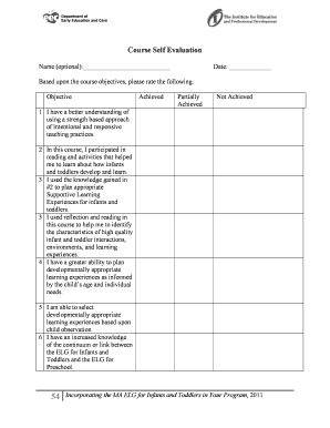 Course Self Evaluation Form