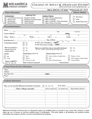 Mid-America Christian University Admission Application