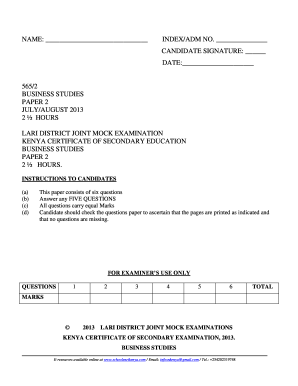 Kenya Certificate of Secondary Education Business Studies Exam