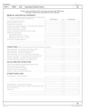 2011 US Itemized Deductions Form