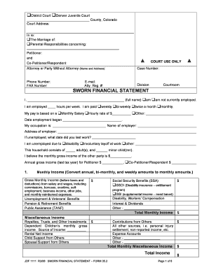 Colorado Juvenile Court Financial Statement