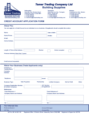 Credit Account Application Form