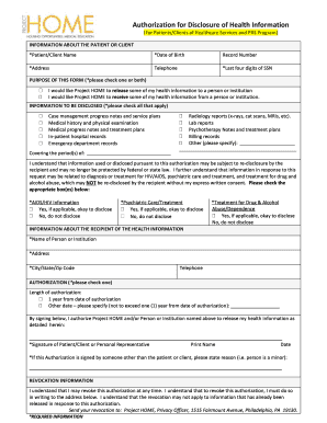 Authorization for Disclosure of Health Information