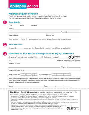 Epilepsy Action Regular Donation Form