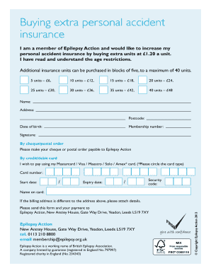 Epilepsy Action Personal Accident Insurance Application