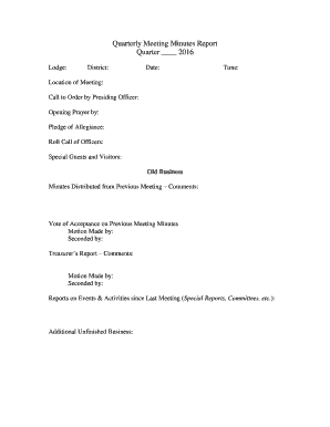 Quarterly Meeting Minutes Report