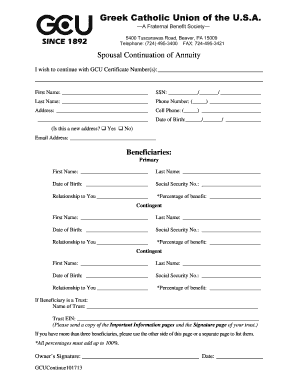 Spousal Continuation of Annuity Form