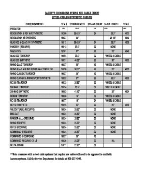 Tennis String Size Chart