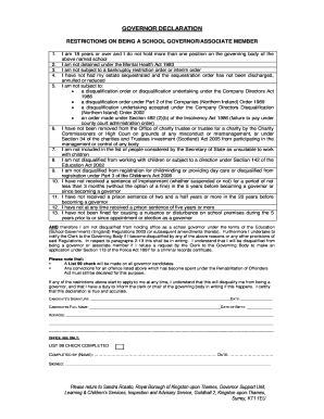 Governor Declaration Form