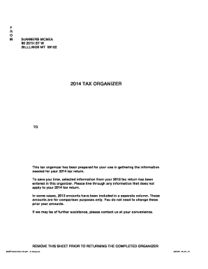 2014 Tax Organizer