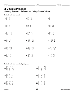 Algebra 2 Determinant Worksheet