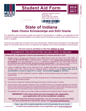Indiana Student Aid Form 2016