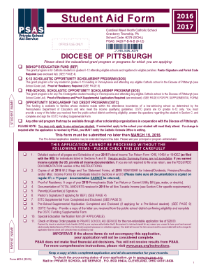 2016 Student Aid Form