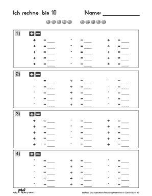 Mathe Arbeitsblatt Addition und Subtraktion im Zahlenraum 10