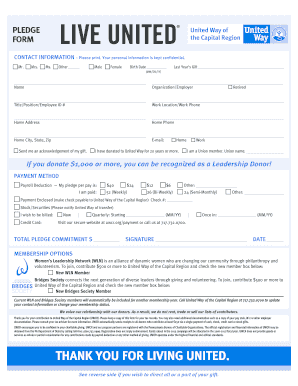 United Way Donation Pledge Form