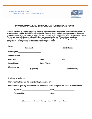Photograph and Video Release Form