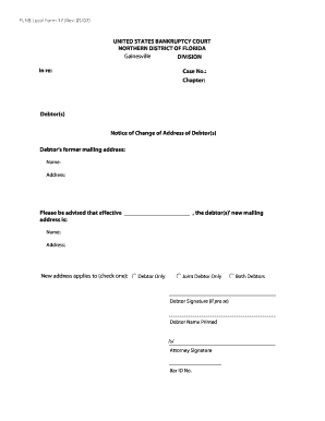 Notice of Change of Address for Debtor(s)