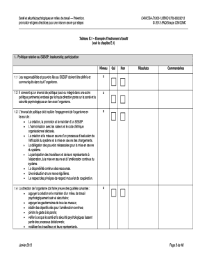 Instrument de vérification de la santé et de la sécurité psychologiques en milieu de travail