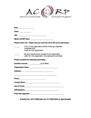 Store Donation Request Form