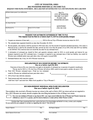 Wooster Individual Income Tax Extension Request