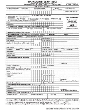 Haj Application Form for Haj 1435 (H) 2014