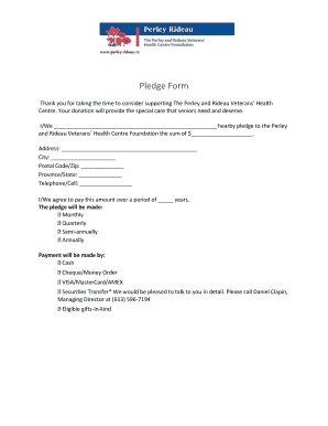 Pledge Form for Veterans' Health Centre