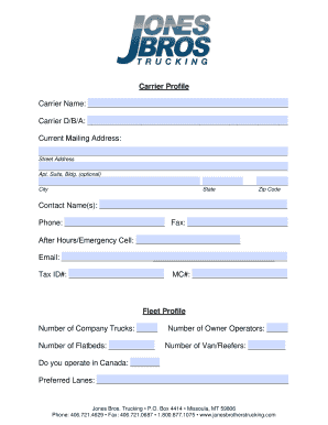 Jones Brothers Trucking Carrier Agreement